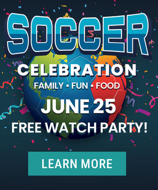 Soccer celebration image promoting June 25 watch party at Paragon Star.