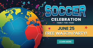 Soccer celebration image promoting June 25 watch party at Paragon Star.