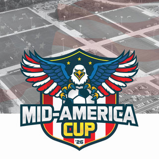 Image of soccer fields with Mid America Cup logo.
